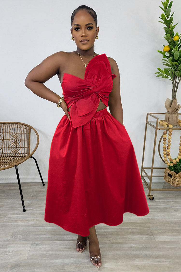 Irregular Design Ruched Cutout Sleeveless Midi Dresses-Green