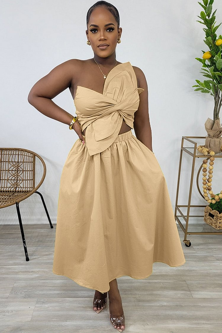 Irregular Design Ruched Cutout Sleeveless Midi Dresses-Green